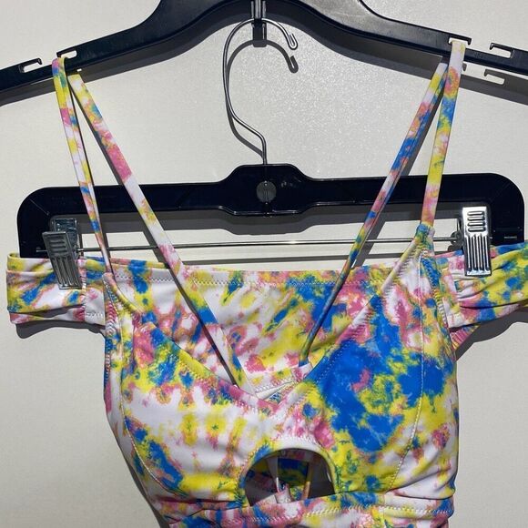 Jessica Simpson Women's Multi Tie Dye Cropped Bikini Top & Bottom Set Small NWT - Picture 2 of 14